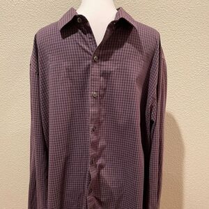 Van Heusen Flex Slim Fit Maroon Button Down Collar Men Shirt Size 17 1/2. 34/35